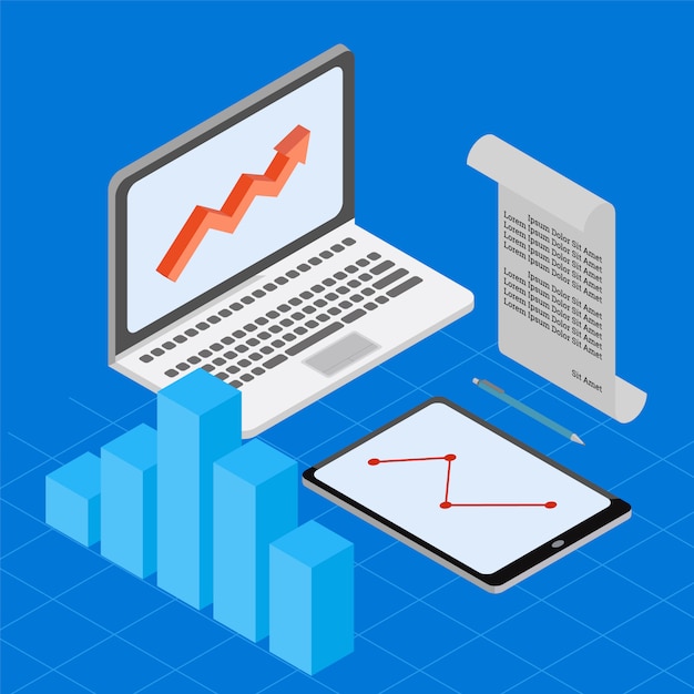 Isometric business data chart