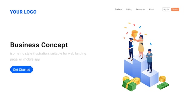 Isometric Business Group Meeting Concept Landing page template