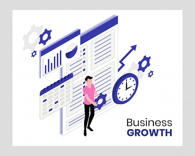 Isometric  business growth template premium