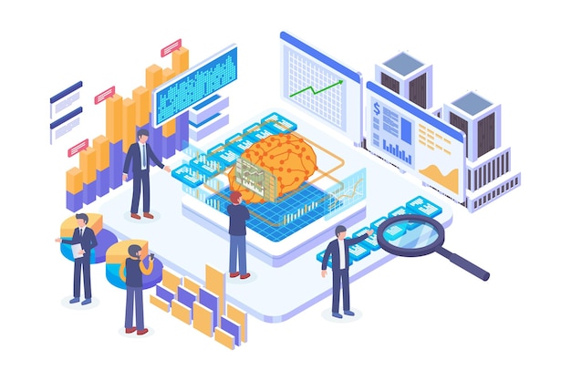 Isometric business intelligence vector concept