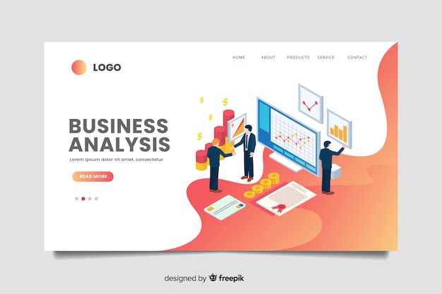 Isometric business landing page template