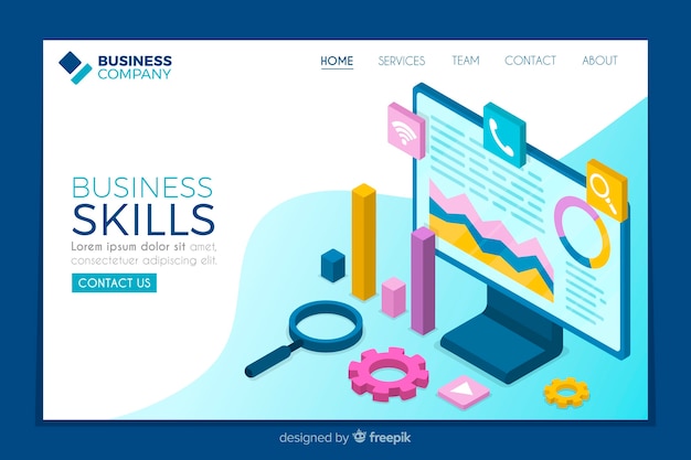 Isometric business skills landing page