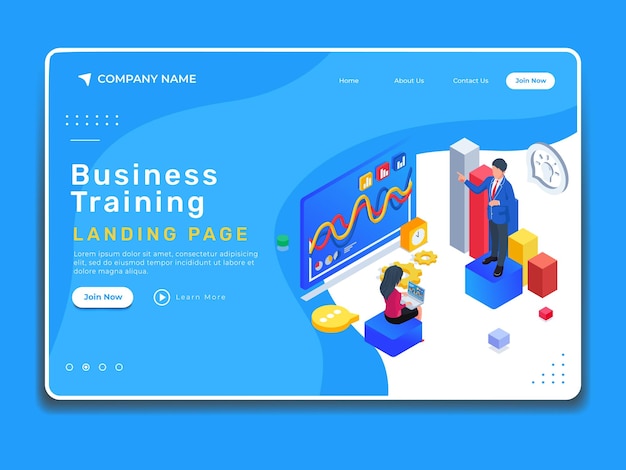 Vector isometric business training landing page concept