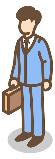 Isometric businessman with briefcase Office manager character