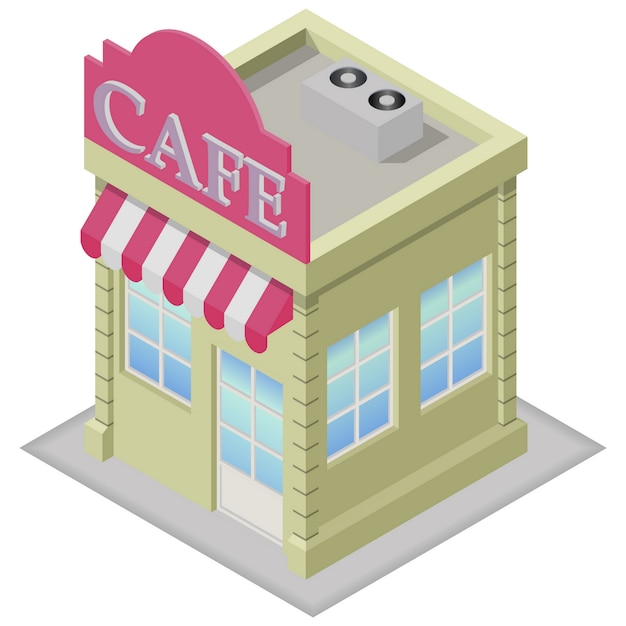 Isometric cafe building