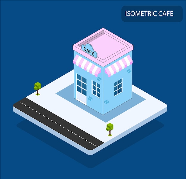 isometric cafe building