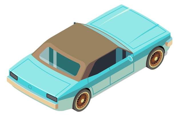 Isometric car back view Old auto icon