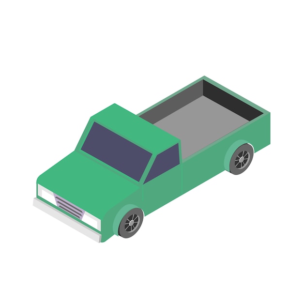 Vector isometric car icon. 3d vector illustration of pickup truck isolated