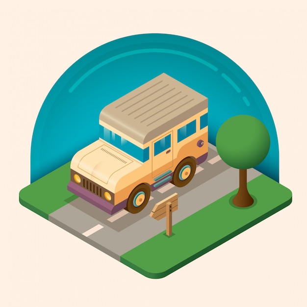 Vector isometric car illustration