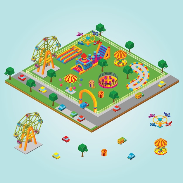 Vector isometric carnival