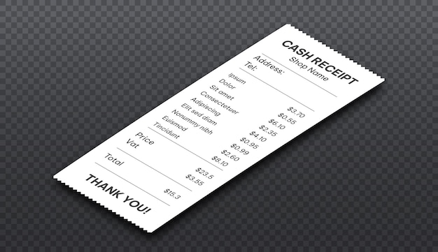 Vector isometric cash receipt