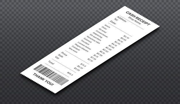 Vector isometric cash receipt