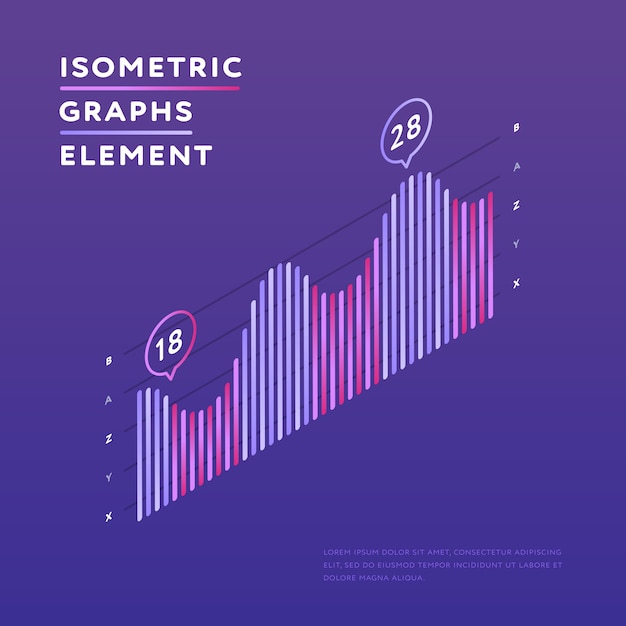 Vector isometric chart showing statistics