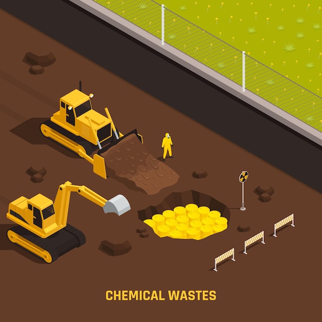 Isometric chemical wastes illustration