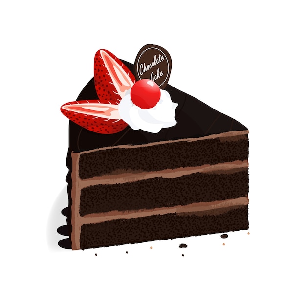 Vector isometric chocolate cake strawberry vector