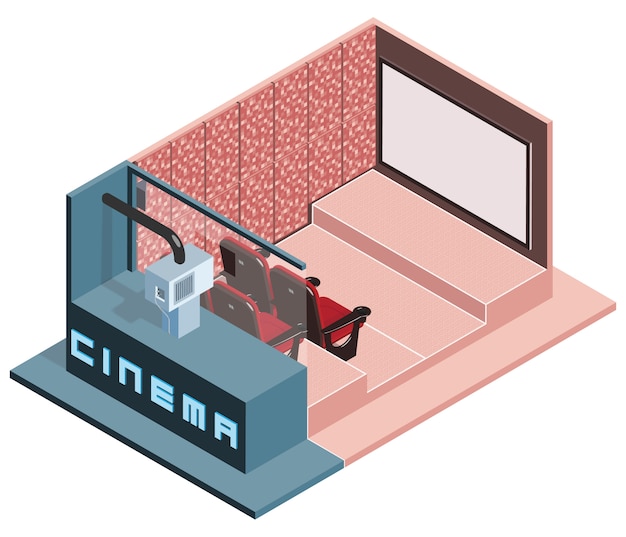 Vector isometric cinema hall