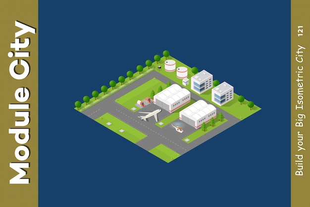 Isometric city 3D airport