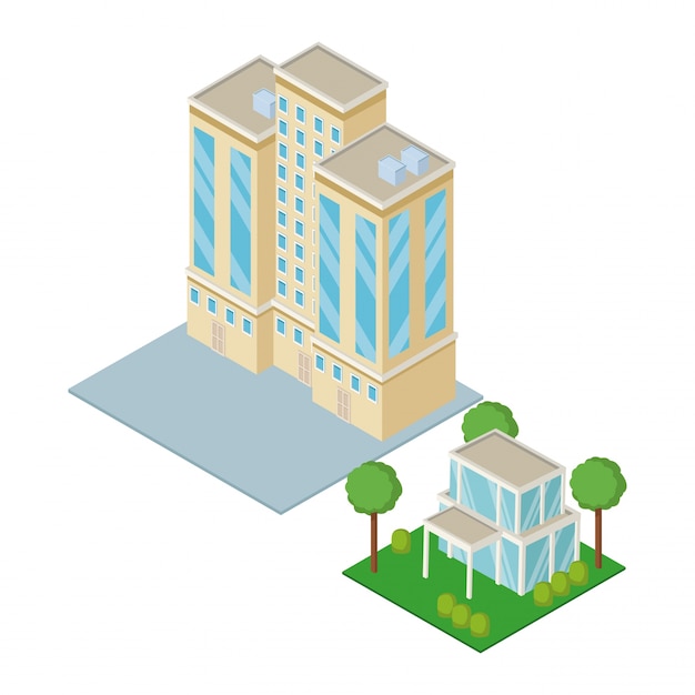 Vector isometric city 3d