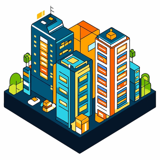 Vector isometric city icon vector illustration