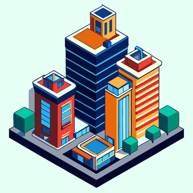 Isometric city icon vector illustration