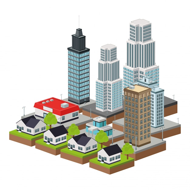 Isometric city icon