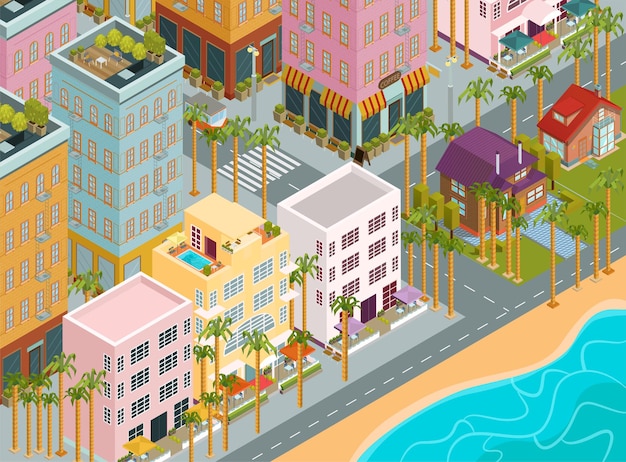 Vector isometric city, illustration