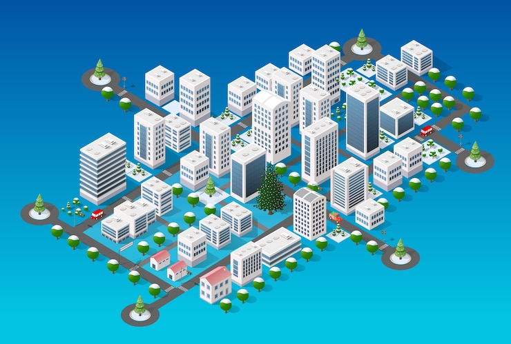 Vector isometric city landscape