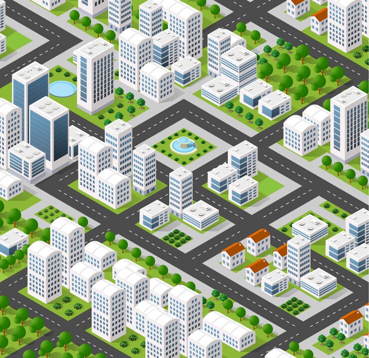 Vector isometric city landscape