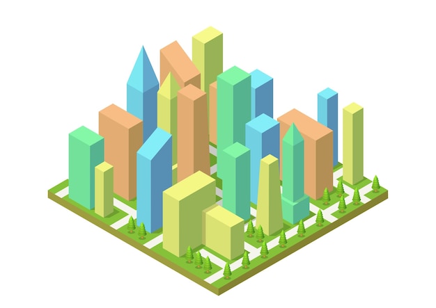 Vector isometric city map