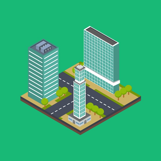 Isometric city skyline illustration