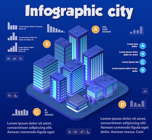 Vector isometric city of violet