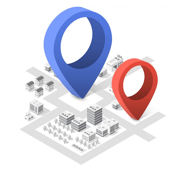 Città isometrica con grattacieli