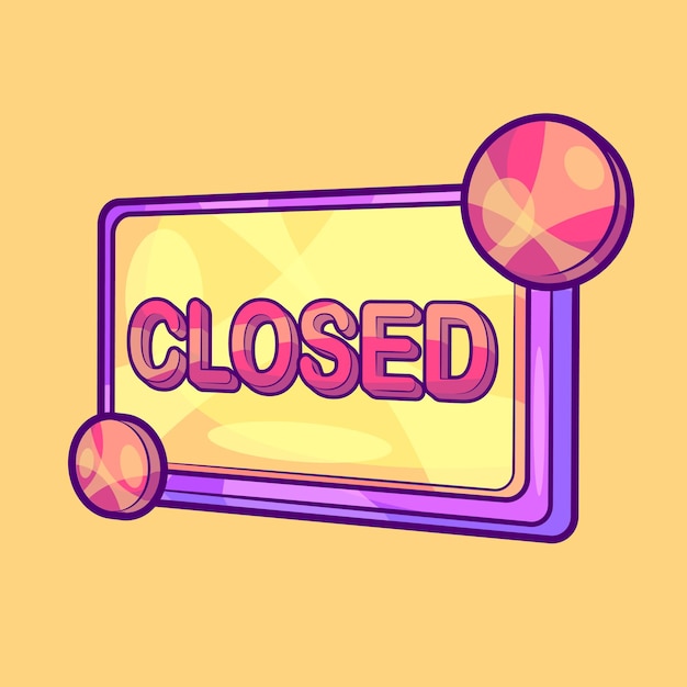 Vector isometric closed text sign vector