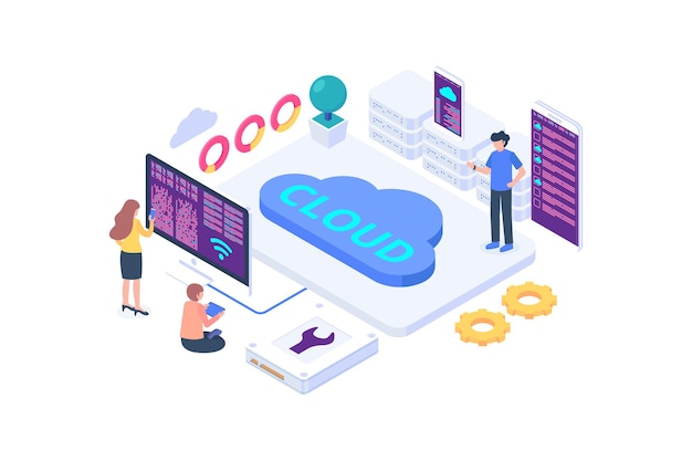 Isometric cloud data settings concept