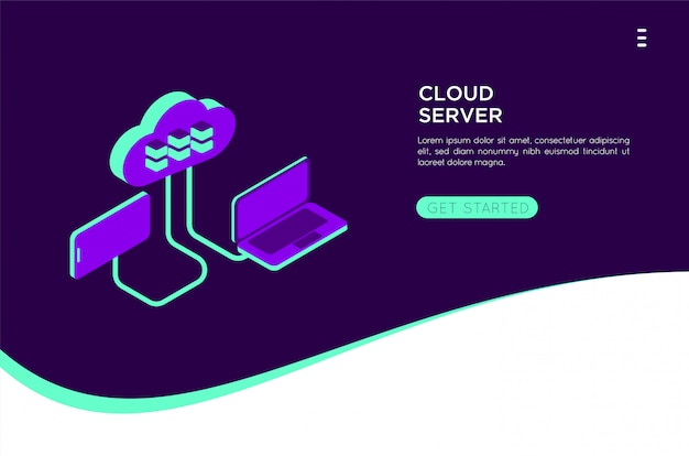 Illustrazione del server cloud isometrica