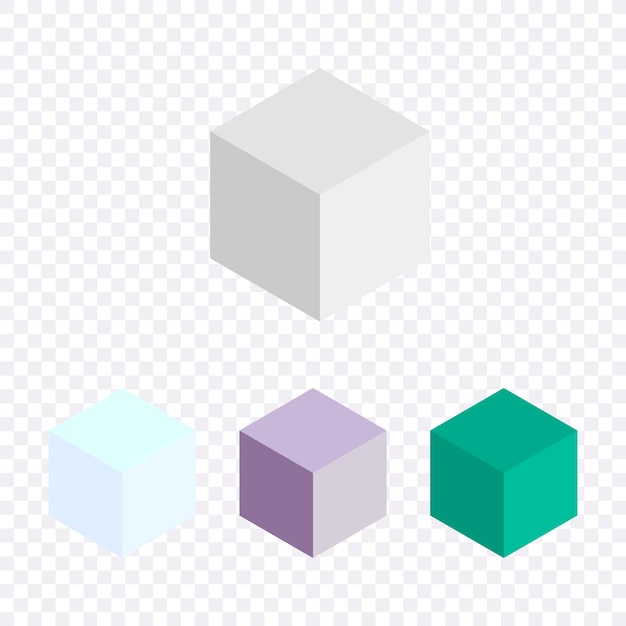 Vector isometric colorful cubes vector icons collection clipping paths included