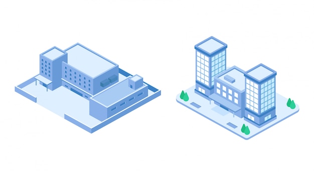 Isometric company building set