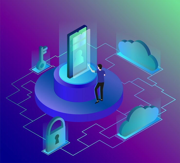 Vector isometric composition of cloud storage. 
