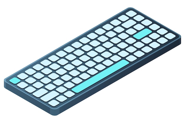 Vector isometric computer keyboard personal computer hardware components modern computer keyboard vector illustration