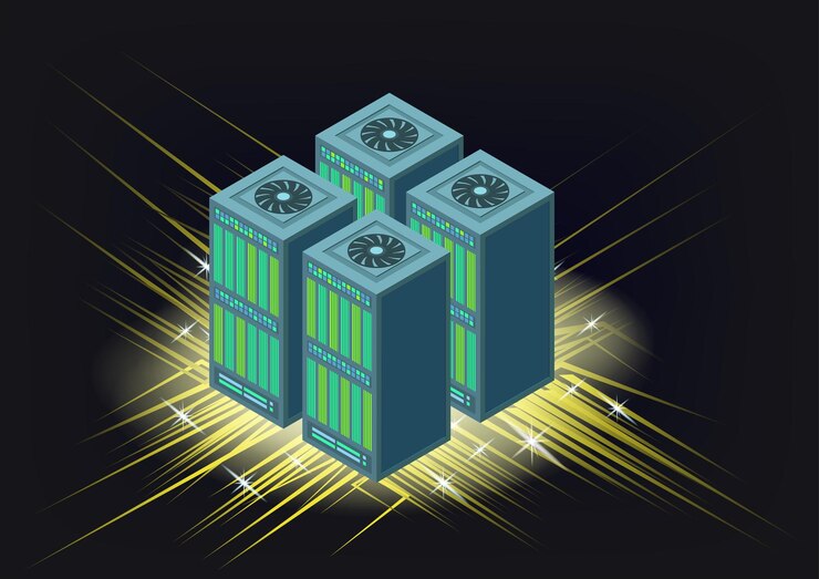 Vector isometric concept big data center