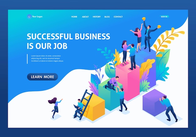 Vector isometric concept collect data for further analysis bright color landing page concepts and web design