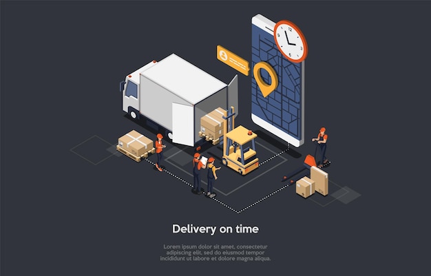 isometric concept of on time delivery