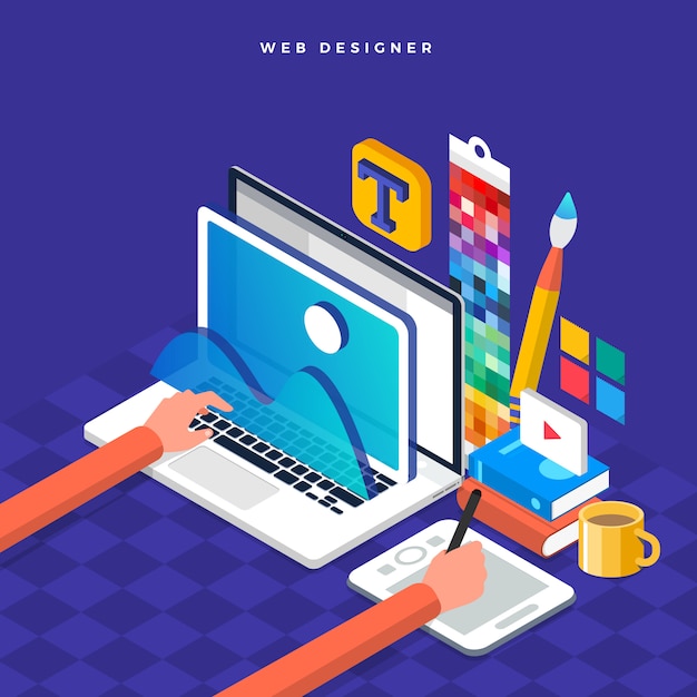 Isometric   concept web er.  illustration. website layout design.