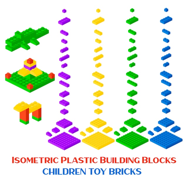 Isometric constructor blocks 3d