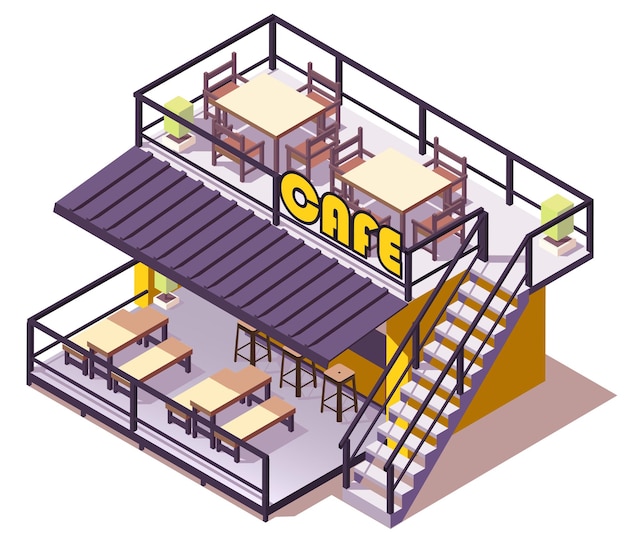 Vector isometric container cafe