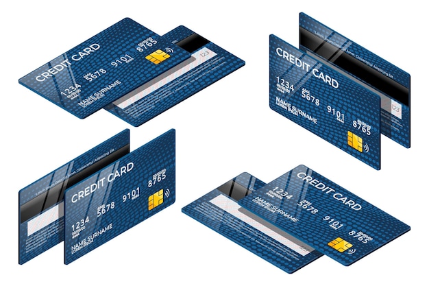 Set di carte di credito isometriche