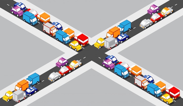 Vector isometric crossroads intersection