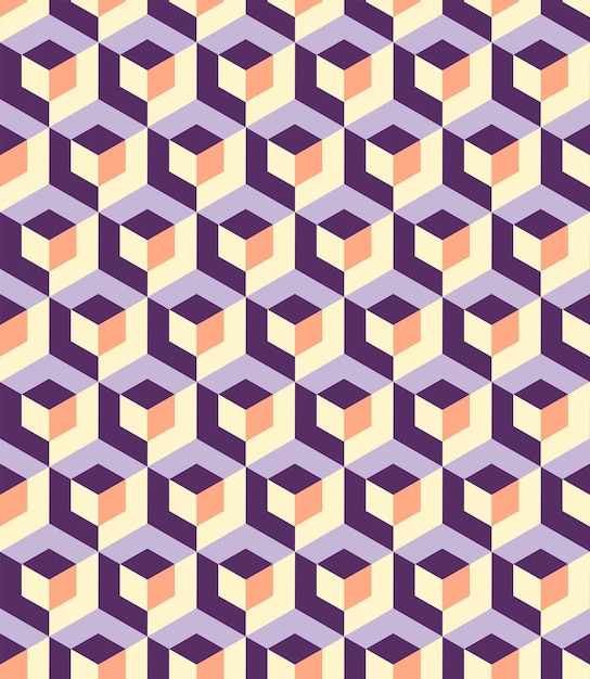 Vector isometric cubes vector seamless pattern abstract geometric texture modern textile retro background