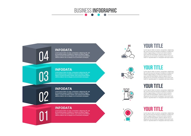 Isometric cubes with arrows Infographic template with 4 options