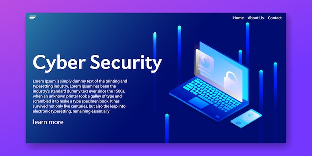 Vector isometric cyber security concept.web template